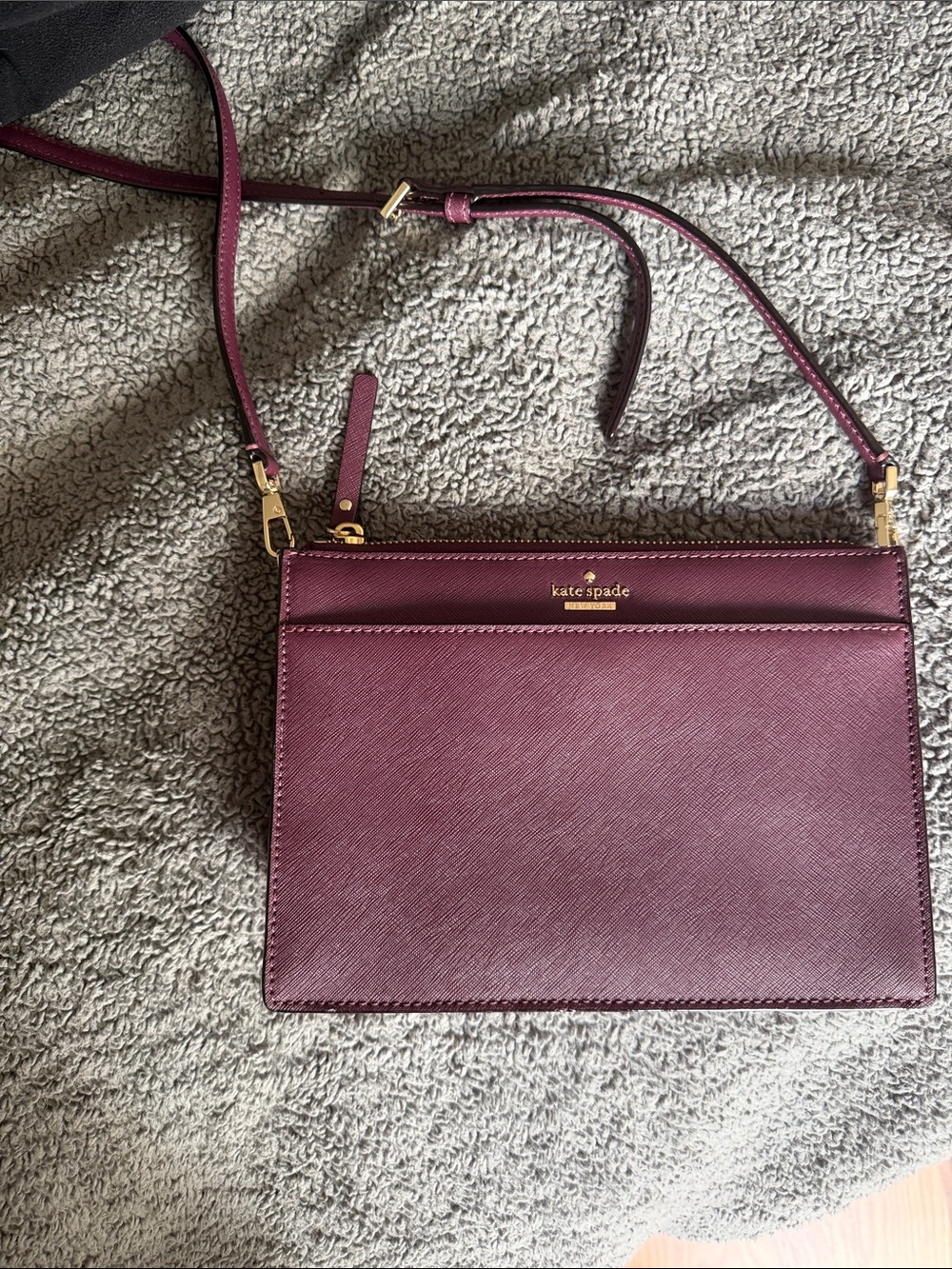 kate spade Plum Saffiano Leather Crossbody with Gold Accents